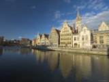River Leie and Guildhouses on Graslei, Ghent, East Flanders, Belgium Photographic Print by Alan Copson