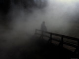Adult and Children on Foggy Pier Photographic Print by Krzysztof Rost