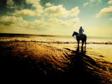 Woman Horseback at Edge of the Water Photographic Print by Jan Lakey