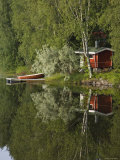 Sauna and Lake Reflections, Lapland, Finland Photographic Print by Doug Pearson