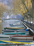 Boats Along Canal du Vasse, Annecy, Haute-Savoie, France Photographic Print by Walter Bibikow
