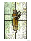Woman Playing Harp on Stained Glass Window Lámina giclée por William Morris