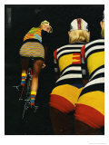 Girls Cycling in Knitted Gear Láminas