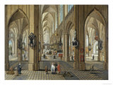 Interior of Antwerp Cathedral, Flemish, 17th Century Giclee Print by Pieter Neeffs the Elder