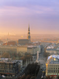 Freedom Monument and St. Peter's Church, Riga, Latvia Photographic Print by Jon Arnold
