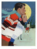 Romantic Moonlit Ice Skating Print