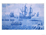 Blue Whaling Scene in the Artic, with Boat and Polar Bear Painted on Sixty Tile Panel, c.1670-1733 Giclee-trykk av Cornelis Boumeester Blue Whaling Scene in the Artic, with Boat and Polar Bear Painted on Sixty Tile Panel, c.1670-1733 Giclee-trykk av Cornelis Boumeester