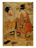 Kiyomori's Daughter Painting Her Portrait to Send to Her Mother Stampa giclée di Chokosai Eisho