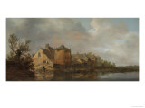River Scene with an Inn. Dutch Style Landscape Painting Giclée-Druck von Jan Van Goyen