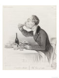 Man Eating Oysters and Wine reproduction procédé giclée par Honore Daumier