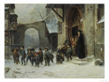 Young Boys Leaving a Church School Building onto a Snow Covered Courtyard, c.1853 Reproduction procédé giclée par Marc Louis Benjamin Vautier