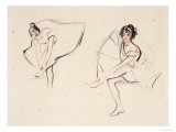 Two Ballerinas, Holding Their Ankles Wearing Ballet Skirts Lámina giclée por Isobel Lilian Gloag