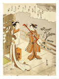 Cuckoo Flying over April Clouds Giclée-Druck von Suzuki Harunobu