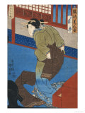 Woman Tying Her Obi Lámina giclée por Utagawa Kunisada