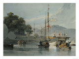Shipping on a Chinese River, 19th Century reproduction procédé giclée par George Chinnery