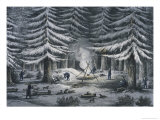 Manner of Making a Resting Place on a Winter Night, Journey to the Shores of the Polar Sea reproduction procédé giclée par James Franklin