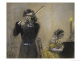 Violinist and Clara Schumann Giclee Print by Adolph von Menzel