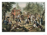Stagecoach Attacked Lámina giclée