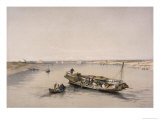 Looking Towards the Pyramids of Dashour and Saccara with a Slave, Nile River reproduction procédé giclée par David Roberts