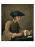 House of Cards, c.1737 reproduction procédé giclée par Jean-Baptiste Simeon Chardin