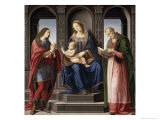 The Virgin and Child with St. Julian and St. Nicholas of Myra Giclée-Druck von Lorenzo di Credi