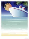 Tropical Cruise Ship Lámina giclée por Linda Braucht