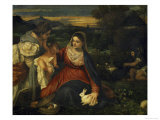 Virgin and Child with Saint Catherine, c.1530 Giclée-tryk af Titian (Tiziano Vecelli)
