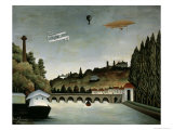 Landscape with Zeppelin, c.1908 reproduction procédé giclée par Henri Rousseau