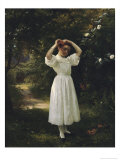 Jeune fille aux fleurs reproduction procédé giclée par John George Brown