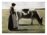 Das Madchen Mit Der Kuh Reproduction procédé giclée par Max Liebermann
