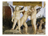 Detail of Camera Degli Sposi: Putti Holding Tablet Giclee Print by Andrea Mantegna