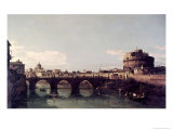 View of the Tiber with the Castel Sant'Angelo reproduction procédé giclée par Bernardo Bellotto
