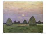 Bundles of Hay at Twilight Giclee Print by Isaak Ilyich Levitan