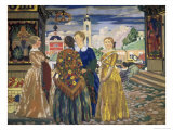 The Businesswomen Giclee Print by B. M. Kustodiev