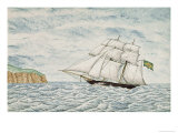 Slave Schooner, Saphria, off N. Point, St. Helena Giclee-trykk av William Buck