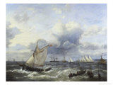 Sailing Vessels and a Steamship Offshore in a Squall Giclee Print by Louis Verboeckhoven