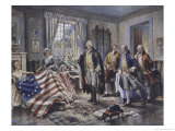 Betsy Ross Shows Washington the Stars and Stripes reproduction procédé giclée par Edward Moran