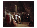 Benjamin Franklin in the Studio of Houdon Giclee Print by Leon Marie Dansaert