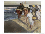 Taking Out the Boat Gicleetryck av Joaquín Sorolla y Bastida