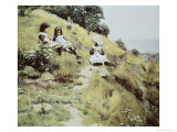 Girls with a Wreath of Flowers Giclee-trykk av William Brymner