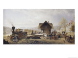Railroad Arriving, Stratford, CT Impressão giclée por Edward Lamson Henry