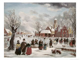 Winter Life in Holland Reproduction procédé giclée par J. Van Der Bowlen