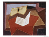 Guitar with Sheet of Music reproduction procédé giclée par Juan Gris