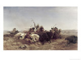 The Buffalo Hunt Giclee Print by Charles Ferdinand Wimar