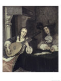 Woman Playing the Lute Giclee-trykk av Gerard ter Borch