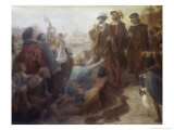 Return of Columbus in Chains to Cadiz Giclée-Druck von Emanuel Gottlieb Leutze