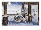 Ferry Boat Underneath a Bridge Giclee Print by Kunioyoshi 
