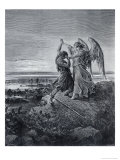 Jacob Wrestling with the Angel Reproduction procédé giclée par Gustave Doré