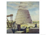 Building the Tower of Babel Giclee-trykk av Vittorio Bianchini Building the Tower of Babel Giclee-trykk av Vittorio Bianchini