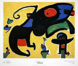 Personatges i Ocells Amb un Gos, c.1978 Reproductions pour les collectionneurs par Joan Miró